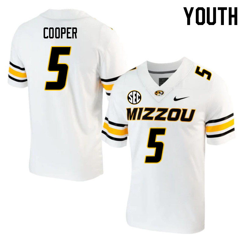 Youth #5 Mookie Cooper Missouri Tigers College 2023 Football Stitched Jerseys Sale-White - Click Image to Close